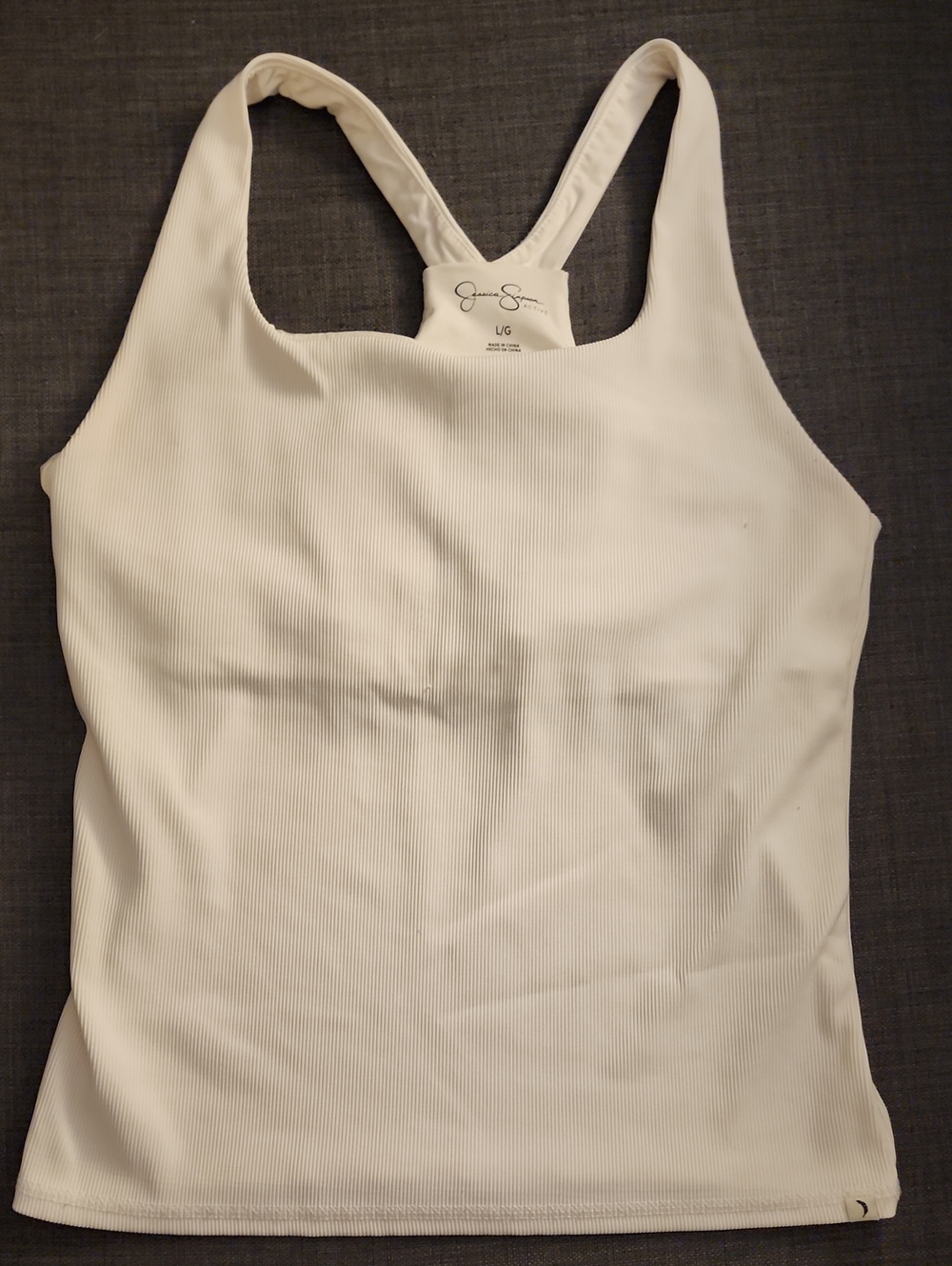 Jessica Simpson Cream Ribbed Racerback Tank